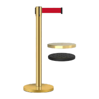 鸣固 一米线 隔离带栏杆伸缩围栏银行机场排队护栏杆座[加重款]钛金色5米线