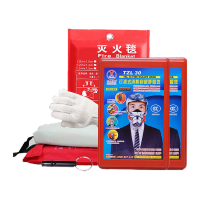 鸣固 消防应急包套装家庭应急救援包消防面罩*2+1*1袋装灭火毯+口哨+棉纱手套