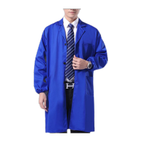 鸣固 工作服大褂 实验室男女长袖大褂 防尘服服劳保大褂 艳蓝色 中号170-180