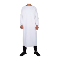 鸣固 长袖罩衣 防水防油耐酸碱围裙 厨房餐厅食堂男女工作用防护服 白色款