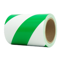 鸣固 警示胶带斑马线警戒地标贴地板胶带彩色地板胶带地面通道警示贴胶带4.8CM*18M绿白HRKW3884