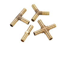 鸣固 宝塔四通接头直通Y型T型三通四通铜制直插气动元件 铜 10MM