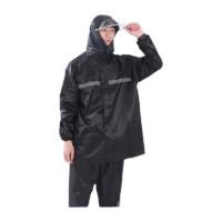 鸣固 雨衣雨裤套装 防暴雨反光分体式雨衣 黑色XL MG-ST-1457