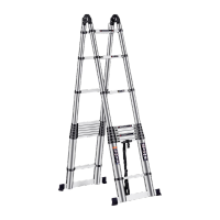 鸣固 4.4米双面铝合金人字伸缩梯带双平衡杠