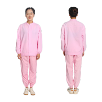 鸣固 立领食品服 屠宰场工作服秋冬季食品厂工作服 粉红色 长袖套装 3XL