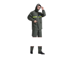 鸣固 分体雨衣 工地劳保加厚分体套装反光防暴雨针织布雨衣雨裤 墨绿色双口袋+透气孔 3XL码 MG-ST-8766