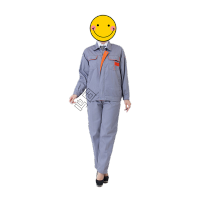 鸣固 长袖劳保工作服套装男女工厂工程服车间厂服工装灰色橘边套装 工作服 180XXLKW262266