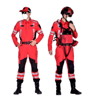 鸣固 消防救援秋季应急套装户外抢险救援队服装火崖2代红色上衣+裤子2XL