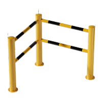 鸣固 停车位钢管挡车器 钢管护栏停车桩栏杆车位防撞道路隔离车库 组合对穿孔L型双层1米*1米