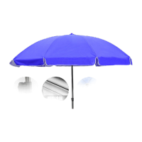 鸣固 圆形遮阳伞 2.4米蓝+三层骨架+牛津银胶布