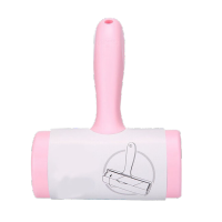 鸣固 粘毛器 可撕式滚筒 衣服粘尘纸毡滚刷 简约去除滚筒毛刷黏 浅粉色(小号)5个