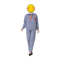 鸣固 长袖劳保工作服套装男女工厂工程服车间厂服工装灰色橘边套装 工作服 190XXXXLKW382389