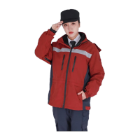 鸣固 工作服 执勤棉衣冲锋衣加厚 女款红色手抓绒 XL码 MG-ST-0555