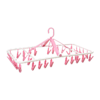 鸣固 ZJ5704可折叠衣架塑料加厚多夹晾袜衣架20夹晾衣架防风晒衣架颜色随机