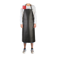 鸣固 皮革防水防油PU围裙 挂脖加长皮革围裙 黑色95*65 MG-ST-9501