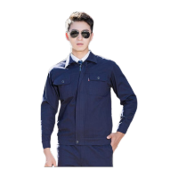 鸣固 春秋长袖工作服套装  藏青色M