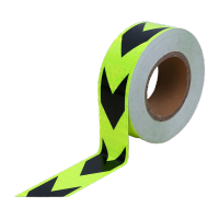 鸣固 高反光贴 防雨夜间反光条警示贴施工反光胶带 荧光绿底黑箭头5cm*25m HK-790HR