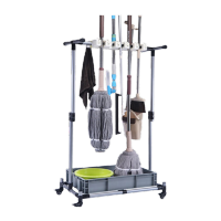 鸣固 落地式不锈钢拖把架子移动扫把架挂钩免打孔卫生间收纳沥水整理架 优雅黄26挂32钩款