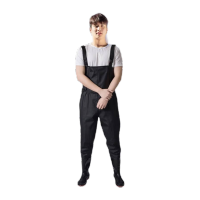 鸣固 棉水裤加厚耐磨加绒下水裤半身全身连体防水裤 加绒黑针织半身42MG-ST-2201-0