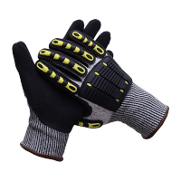 鸣固 减震手套 TPR防割5级耐磨防撞采矿户外防滑丁晴手套