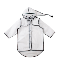 鸣固 儿童雨衣 时尚潮流透明EVA包边雨衣无书包位旅游雨具 黑色(无书包位) XL码