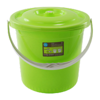 鸣固 ZJ5588欧式带盖厨房塑料手提水桶小号 钓鱼卫生洗衣加厚耐用耐摔桶 苹果绿 31*30*23