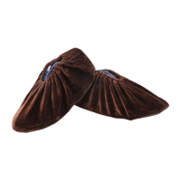 鸣固 加厚绒布鞋套耐磨柔软止滑底绒布鞋套可复水洗机房鞋罩样品房鞋套成人款咖啡色