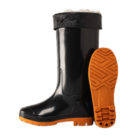 鸣固雨鞋加厚加棉工地劳保水鞋厨房户外防滑防水胶鞋PVC雨鞋加棉44码