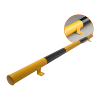 鸣固 钢管挡车器 一字车轮车位橡胶定位器 铁阻车汽车止退器护栏限位器 2米角铁挡车器