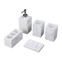 鸣固 ZJ7563卫浴洗漱 创意酒店卫浴用品树脂洗手液瓶刷架洗漱杯 五件套