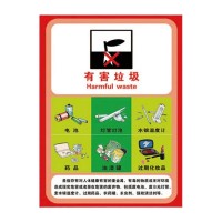 鸣固 垃圾贴纸 垃圾桶分类标识贴纸 标签贴高清写真贴纸提示牌 14有害垃圾15×20cmMGF1161