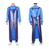 鸣固 牛筋围裙 防水防油加厚加大加长 耐酸碱耐用屠宰养殖菜市场用深蓝色 中号双肩款