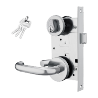 鸣固防火门锁 201不锈钢(整套)单舌款