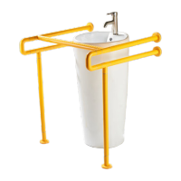 鸣固 ZJ6205第三卫生间扶手残卫公厕无障碍残疾人洗手台盆洗脸面盆把手 700*700*850黄色