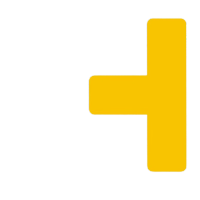 鸣固 6S四角定位贴 桌面5S管理定位贴纸 5*2cm黄色T型(50个)