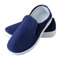 鸣固 防静电棉鞋 电子实验室无尘鞋加绒帆布工作棉鞋[PU软底]藏青色 44码 MG-ZB-6521-3