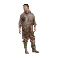 鸣固 全身防水捕鱼裤钓鱼裤连体防水裤涉水裤挖藕裤 85丝 树林色 41码 (无手套款)