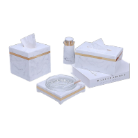 鸣固 ZJ7569大理石纸巾盒 酒店客厅餐巾收纳抽纸盒 小号单孔 白色