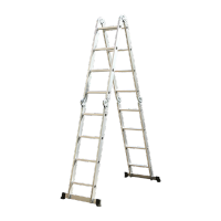 鸣固 铝合金加厚工程梯升降便携小楼梯八字腿4*5步 直5.8米