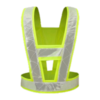 鸣固 反光背心防汛马甲反光衣反光背带跑步背心交通骑行马甲汽车安全警示马甲环卫 V字型反光背带荧光黄