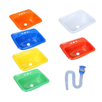 鸣固 临时洗手盆 塑料简易洗手盆卫生间工地简单带支架 洗手盆+下水器