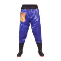 鸣固 下水裤 加厚双层护膝钢板底水靴半身连体防水裤 蓝压花腰衩44 MG-ST-2316-0KW169343