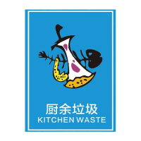 鸣固 垃圾贴纸 垃圾桶分类标识贴纸 标签贴高清写真贴纸提示牌 04蓝色厨余垃圾15×20cmMGF1153