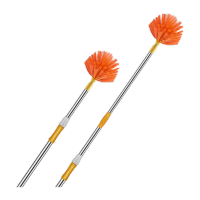 鸣固 除尘天花扫 长柄扫蜘蛛网清洁工具刷扫 屋顶吊顶天花板扫把 1.6m不锈钢杆球形扫ZJ3340