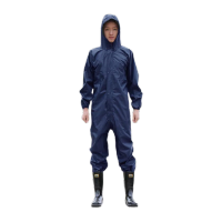鸣固 连体防护服 防尘服连帽防油防水工作服 蓝色透气款185 MG-ST-9069