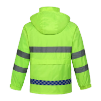 鸣固 户外分体雨衣公路养护环卫雨衣套装定制免费印反光字 150D绿色 3XL