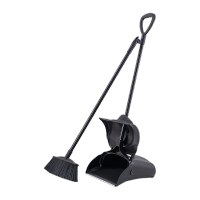 鸣固扫把簸箕套装 折叠扫地苕帚畚斗 酒店商场商用防风大号垃圾铲 黑色