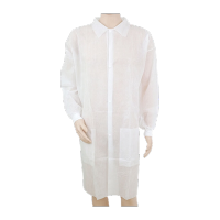 鸣固 一次性白无纺布实验参观防尘防护服 pp纽扣款 白色2XL码