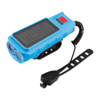 鸣固 应急自行车手电筒 太阳能电子铃夜前灯 装备配件 双灯蓝色