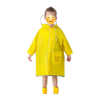 鸣固 儿童雨衣 时尚卡通中小大童长雨披带书包位 可拆卸双帽檐 黄色(带书包位) L码